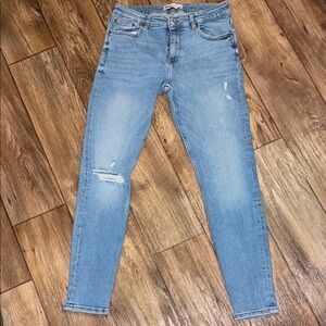 Zara Light Blue Distressed Jeans Woman Size 10